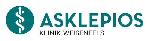Asklepios Klinik Weißenfels logo: teal circle with staff of Asclepius and the text 'ASKLEPIOS KLINIK WEIßENFELS'
