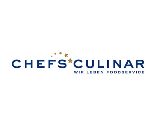 Chefs Culinar logo in blue with five gold stars above the wordmark and the tagline 'WIR LEBEN FOODSERVICE'.