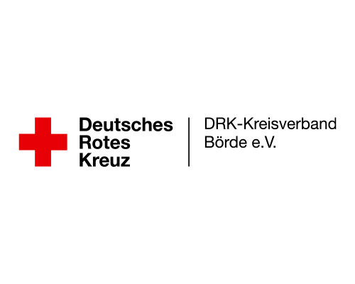 Red cross logo with the text 'Deutsches Rotes Kreuz' and a vertical divider, followed by 'DRK-Kreisverband Börde e.V.' on the right.