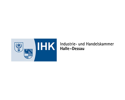 IHK logo for the Industrie- und Handelskammer Halle-Dessau.