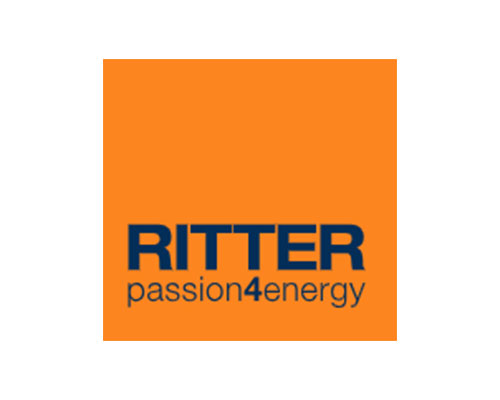 RITTER brand logo on an orange square background with the slogan passion4energy.