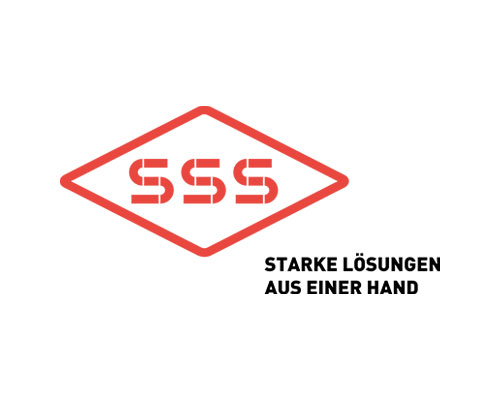 Logo with a red diamond outline containing the numbers 555; slogan "Starke Lösungen aus einer Hand" to the right.